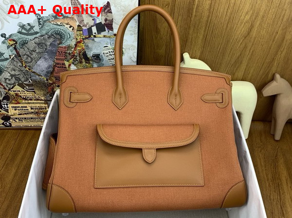 Hermes Birkin Cargo Bag 35cm Gold Canvas and Swift Calfskin Replica
