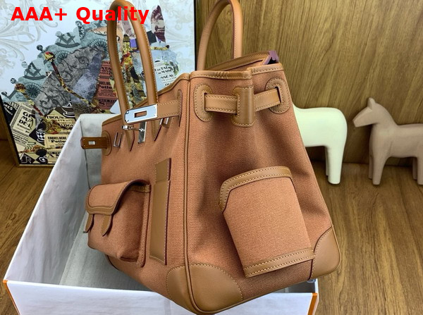 Hermes Birkin Cargo Bag 35cm Gold Canvas and Swift Calfskin Replica