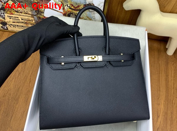Hermes Birkin Sellier 25 in Black Epsom Calfskin Replica