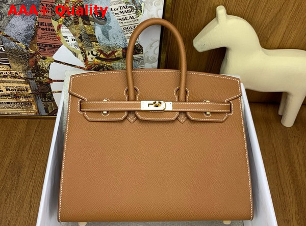 Hermes Birkin Sellier 25 in Gold Brown Epsom Calfskin Replica
