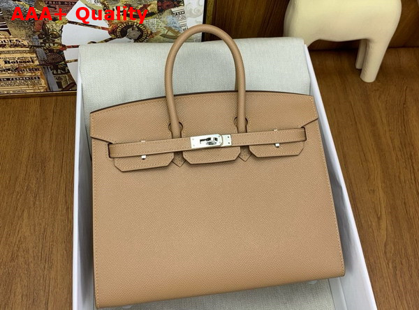 Hermes Birkin Sellier 25 in Oat Milk Epsom Calfskin Replica