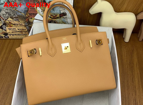 Hermes Birkin Sellier 30 in Oat Milk Epsom Calfskin Replica