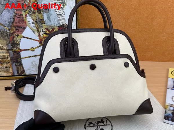 Hermes Bolide 25 Bag in Natural Cotton Canvas and Swift Calfskin Replica