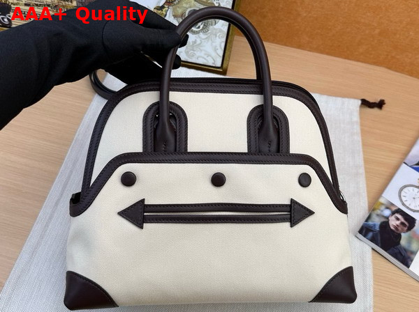 Hermes Bolide 25 Bag in Natural Cotton Canvas and Swift Calfskin Replica