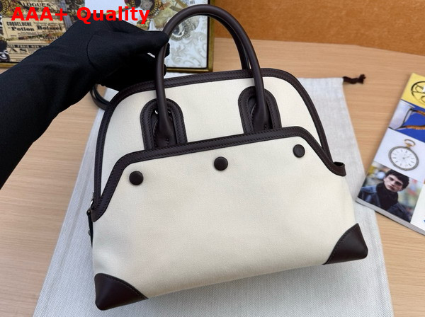 Hermes Bolide 25 Bag in Natural Cotton Canvas and Swift Calfskin Replica