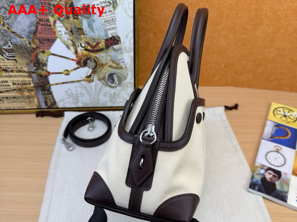 Hermes Bolide 25 Bag in Natural Cotton Canvas and Swift Calfskin Replica