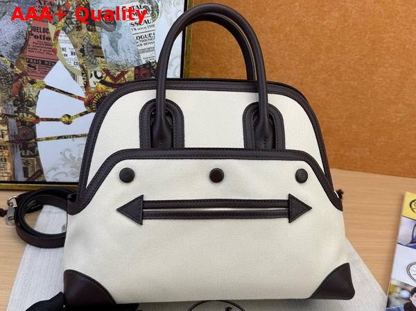 Hermes Bolide 25 Bag in Natural Cotton Canvas and Swift Calfskin Replica