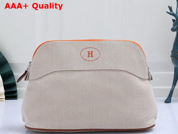 Hermes Bolide Case Medium Model Beige and Orange Canvas Replica