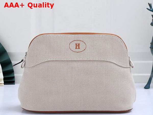 Hermes Bolide Case Medium Model Beige and Tan Canvas Replica