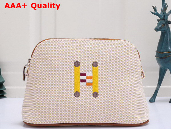 Hermes Bolide Crazy H Case Medium Model Orange Ficelle Tricolor H Canvas with Crazy H Embroidery Replica