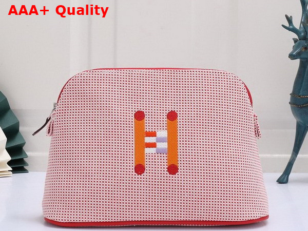 Hermes Bolide Crazy H Case Medium Model Pink Tricolor H Canvas with Crazy H Embroidery Replica