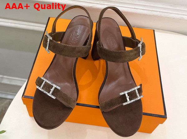 Hermes Bossa Sandal in Brown Suede Calfskin Replica