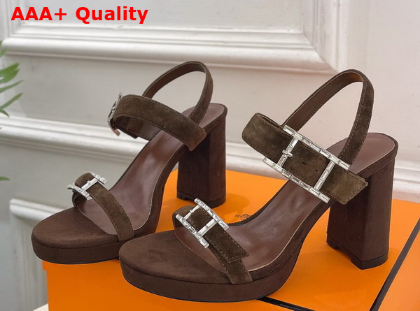 Hermes Bossa Sandal in Brown Suede Calfskin Replica