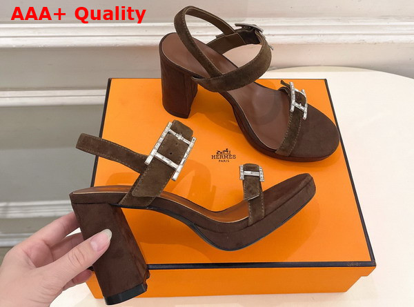 Hermes Bossa Sandal in Brown Suede Calfskin Replica