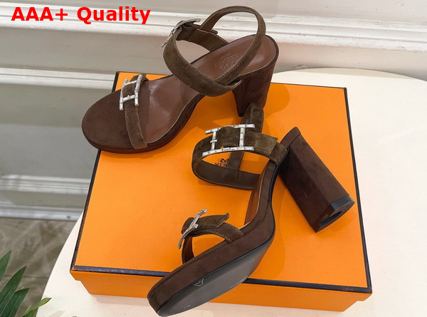 Hermes Bossa Sandal in Brown Suede Calfskin Replica