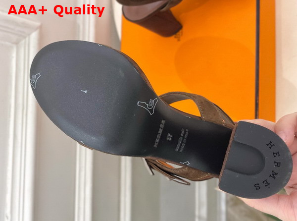 Hermes Bossa Sandal in Brown Suede Calfskin Replica