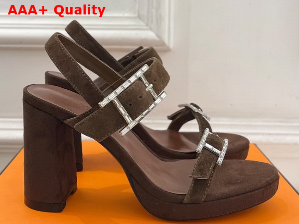 Hermes Bossa Sandal in Brown Suede Calfskin Replica