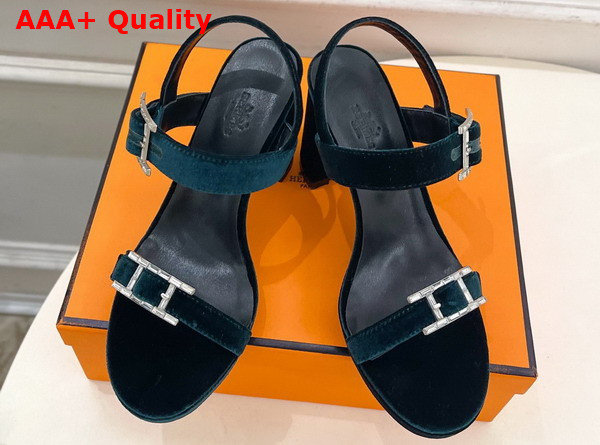 Hermes Bossa Sandal in Emerald Green Velvet Replica