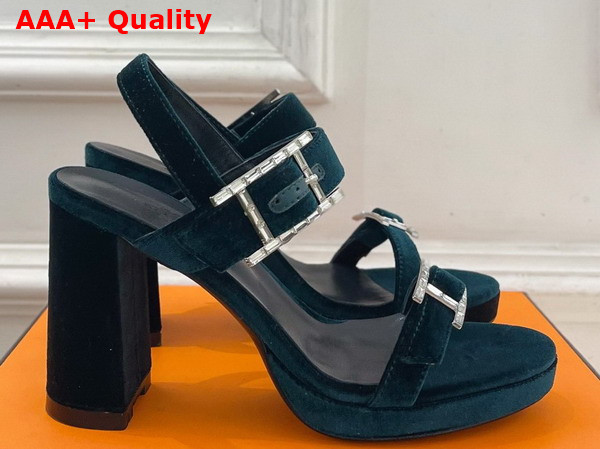 Hermes Bossa Sandal in Emerald Green Velvet Replica