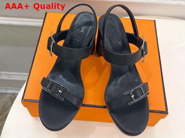 Hermes Bossa Sandal in Noir Calfskin Replica