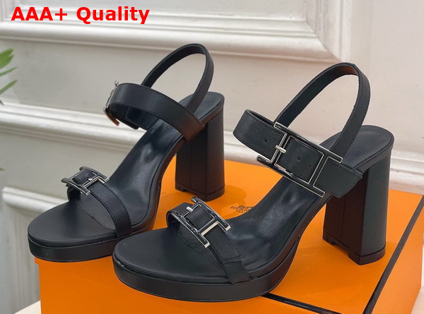 Hermes Bossa Sandal in Noir Calfskin Replica