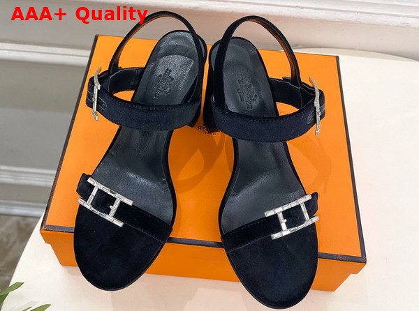 Hermes Bossa Sandal in Noir Velvet Replica