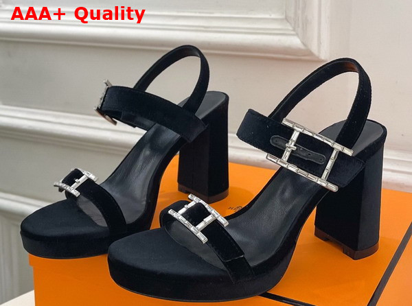Hermes Bossa Sandal in Noir Velvet Replica
