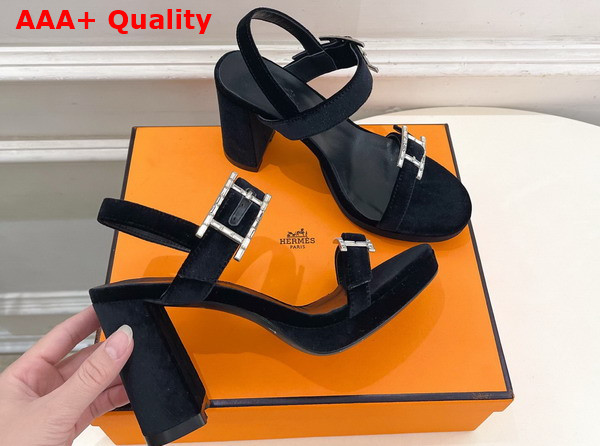 Hermes Bossa Sandal in Noir Velvet Replica