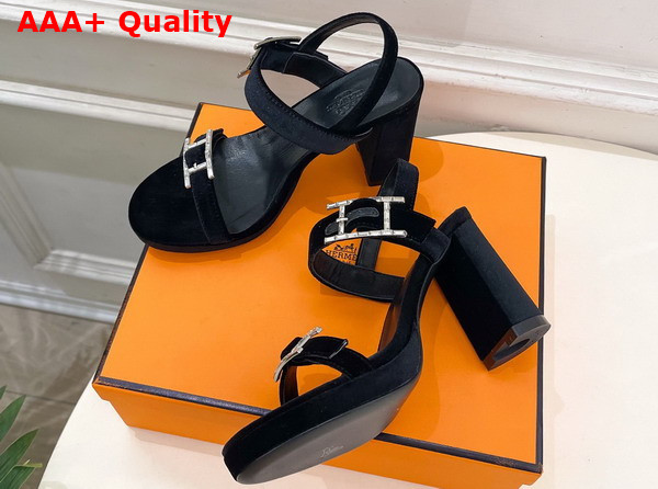 Hermes Bossa Sandal in Noir Velvet Replica