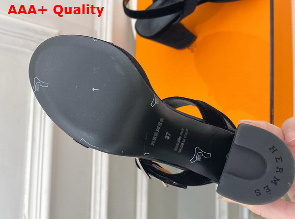 Hermes Bossa Sandal in Noir Velvet Replica