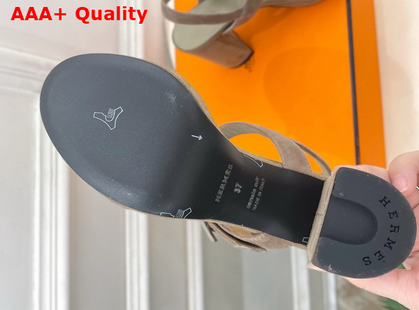 Hermes Bossa Sandal in Taupe Suede Calfskin Replica