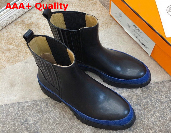Hermes Bottines Barque Noir Bleu Replica