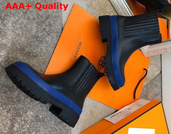 Hermes Bottines Barque Noir Bleu Replica