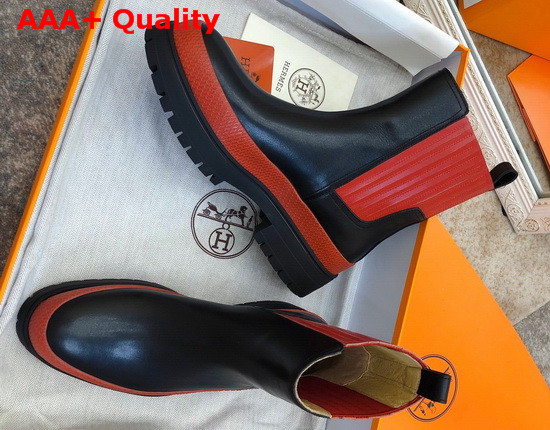 Hermes Bottines Barque Noir Rouge Bourgogne Replica