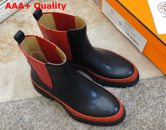 Hermes Bottines Barque Noir Rouge Bourgogne Replica