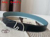 Hermes Boucle De Ceinture Tete De Cheval Cuir de Ceinture Reversible 38mm Belt Bleu Indigo Bleu Atoll Replica