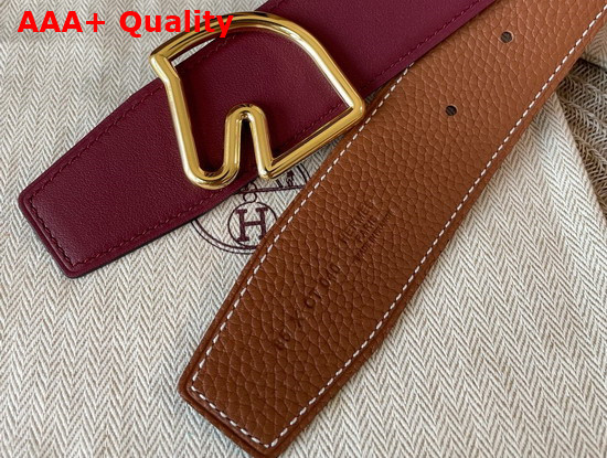 Hermes Boucle De Ceinture Tete De Cheval Cuir de Ceinture Reversible 38mm Belt Rouge H Gold Replica