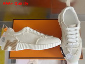 Hermes Bouncing Sneaker in Fringed H Canvas and Suede Goatskin Replica