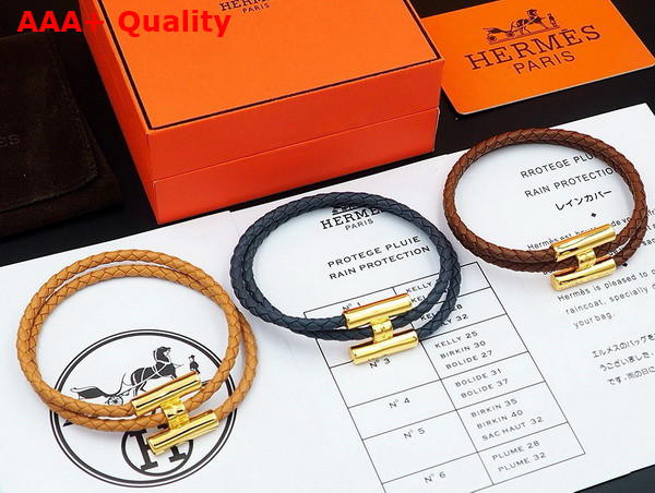 Hermes Bracelet Tournis Tresse Blue Leahter Replica