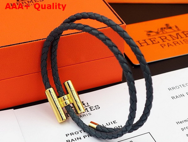 Hermes Bracelet Tournis Tresse Blue Leahter Replica