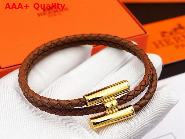 Hermes Bracelet Tournis Tresse Tan Leahter Replica