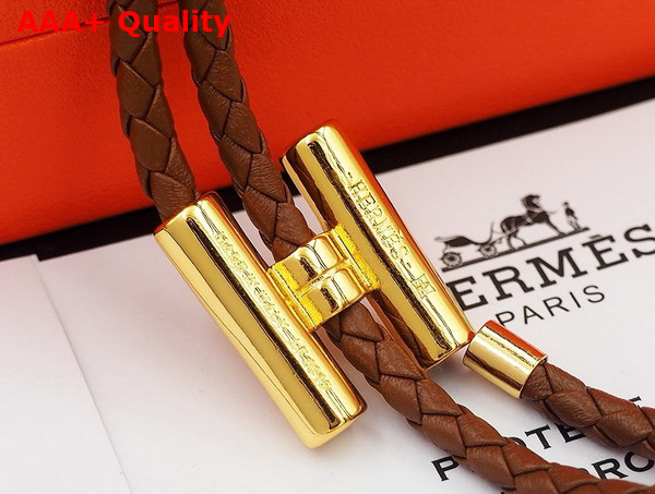 Hermes Bracelet Tournis Tresse Tan Leahter Replica
