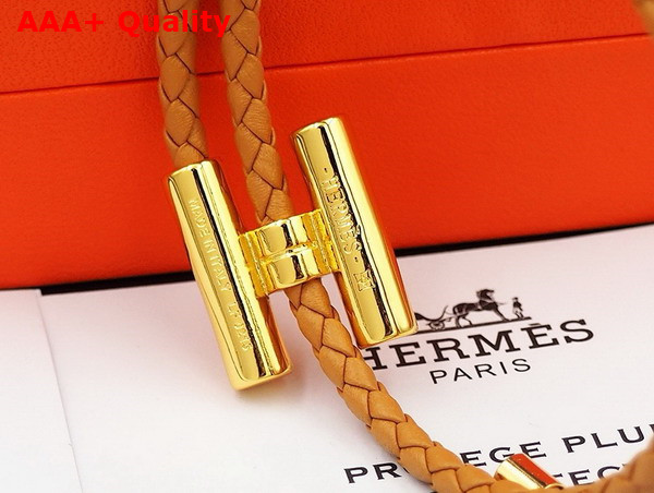 Hermes Bracelet Tournis Tresse Yellow Leahter Replica