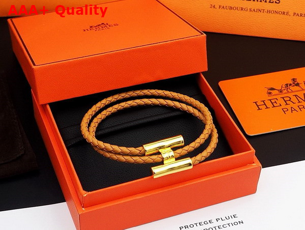 Hermes Bracelet Tournis Tresse Yellow Leahter Replica