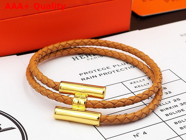 Hermes Bracelet Tournis Tresse Yellow Leahter Replica