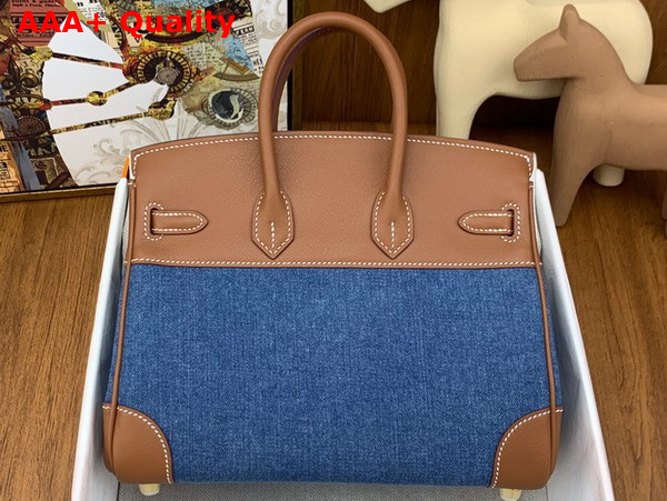 Hermes Birkin 25 Blue Denim and Brown Swift Calfskin Replica