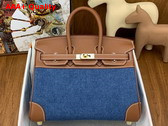 Hermes Birkin 25 Blue Denim and Brown Swift Calfskin Replica