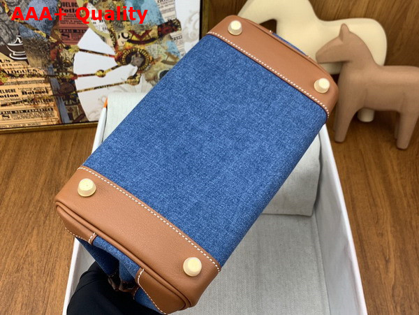 Hermes Birkin 25 Blue Denim and Brown Swift Calfskin Replica