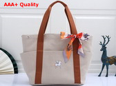 Hermes Cabriole Nappy Bag in Beige Canvas with Brown Handle Replica