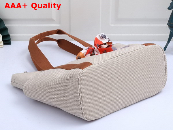 Hermes Cabriole Nappy Bag in Beige Canvas with Brown Handle Replica